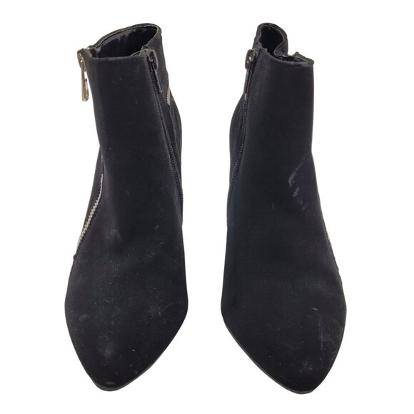 Black Ankle Boots with Multiple Silver Tone Zippers 7M/37 - Picture 4 of 10